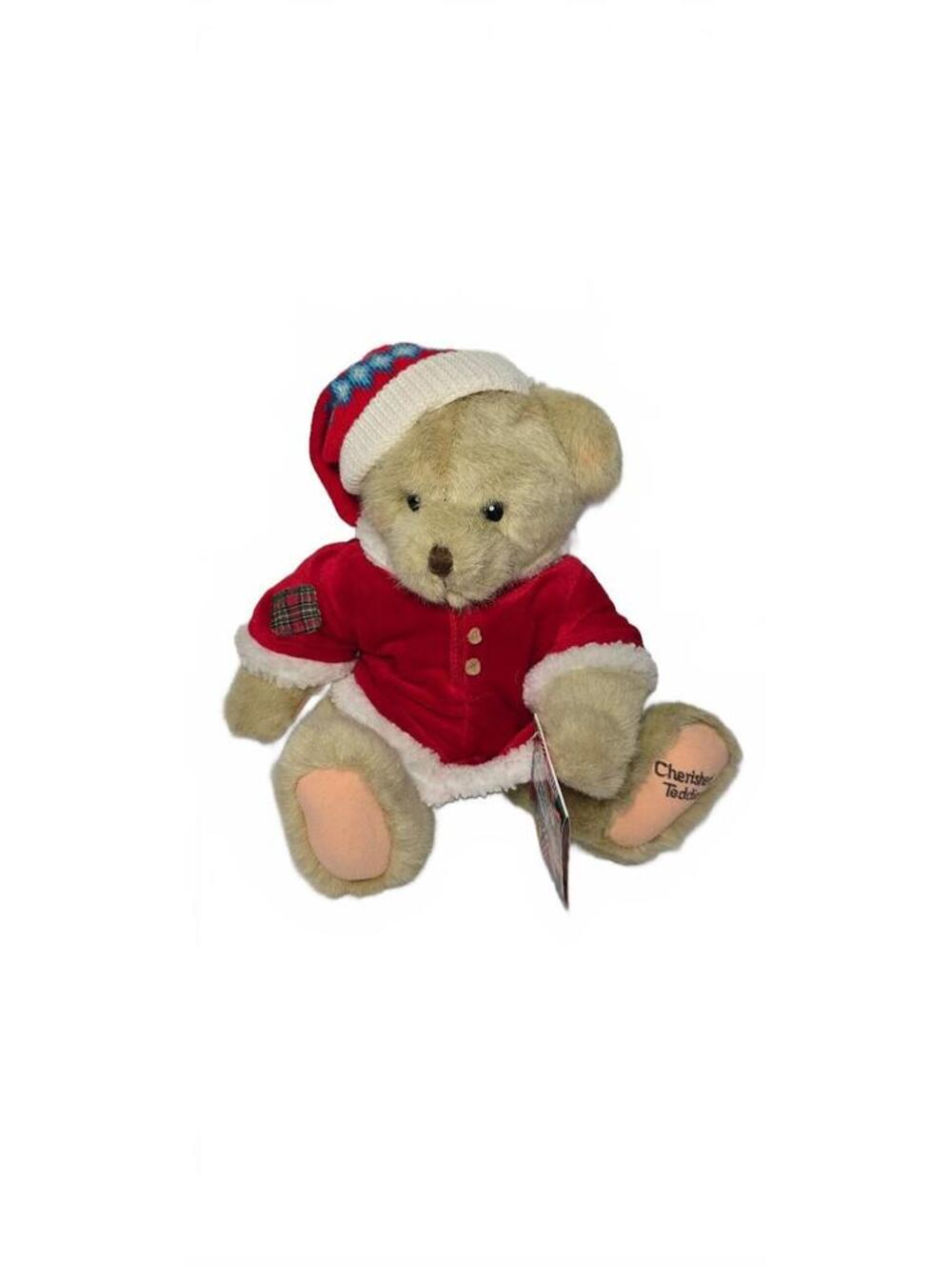 Cherished Teddies Beth Plush Bear in Red Holiday Outfit with Certificate of Auth